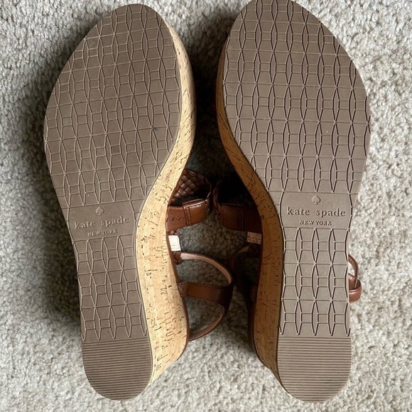 Kate Spade Tiana Wedge Sandals Sz 9 Woven Strap Lightweight Cork-Wrap Pkatform - Picture 8 of 10